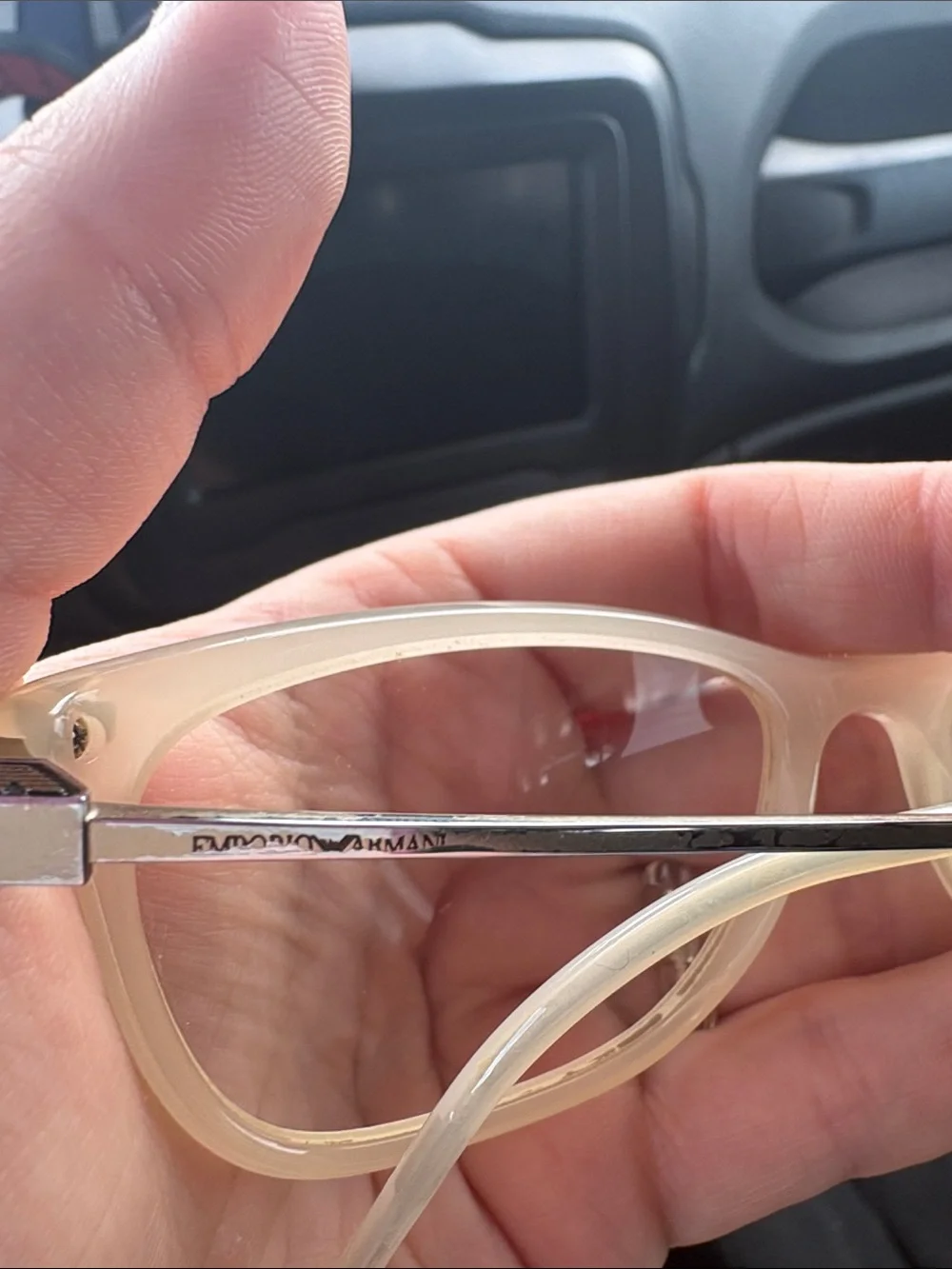 Emporio Armani Cream Cat-Eye Glasses with prescription
